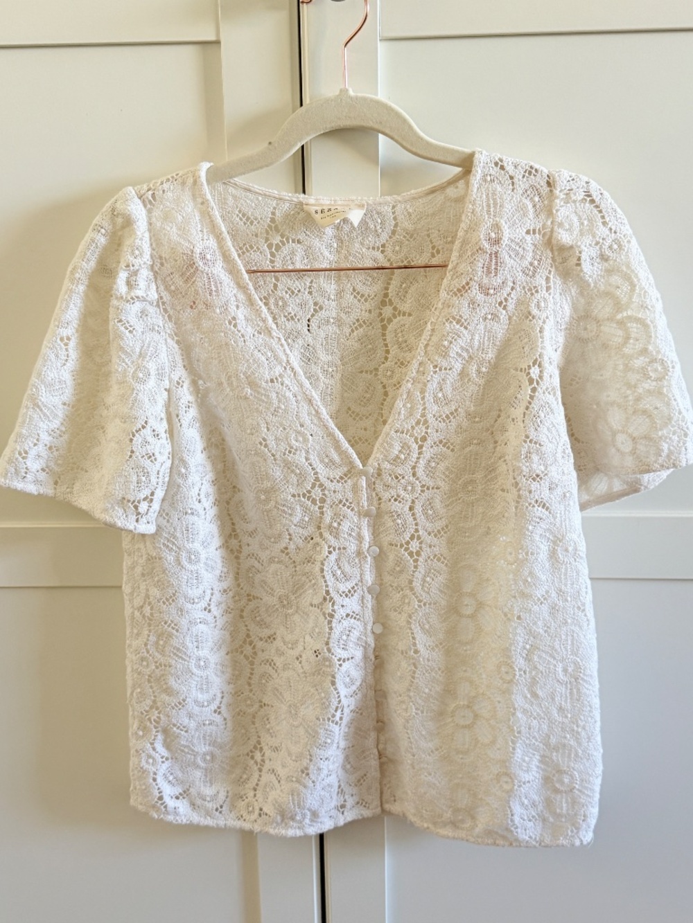 Sezane Emma Blouse Ecru Lace US Size 2EU Size 34 - Picture 3 of 7